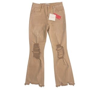 NWT Lovervet Womens Crop Flare High Rise Tummy Control Jeans Rose Size 28/7